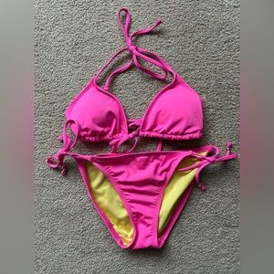 Lilly Pulitzer Tropic String Bikini Top & Bottom Set XS 2 NWOT Pink Raz Berry